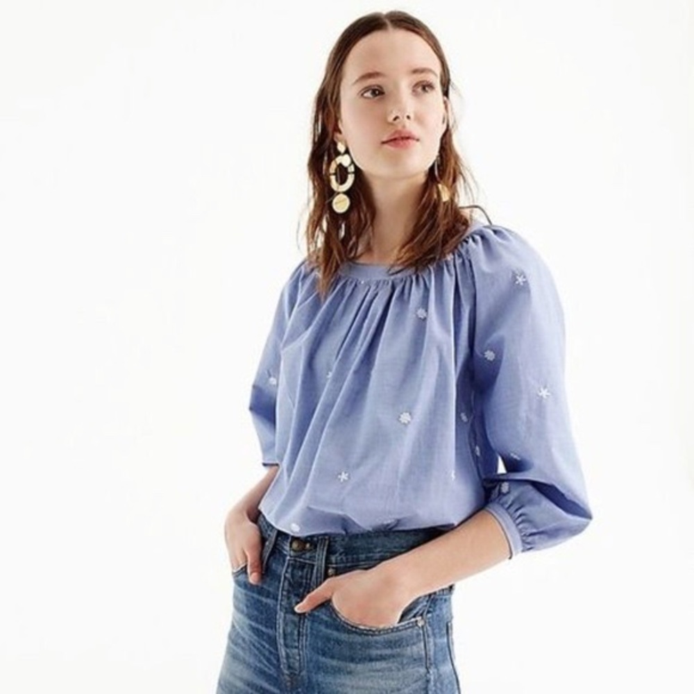 NWOT J. CREW The Perfect Top with Embroidery